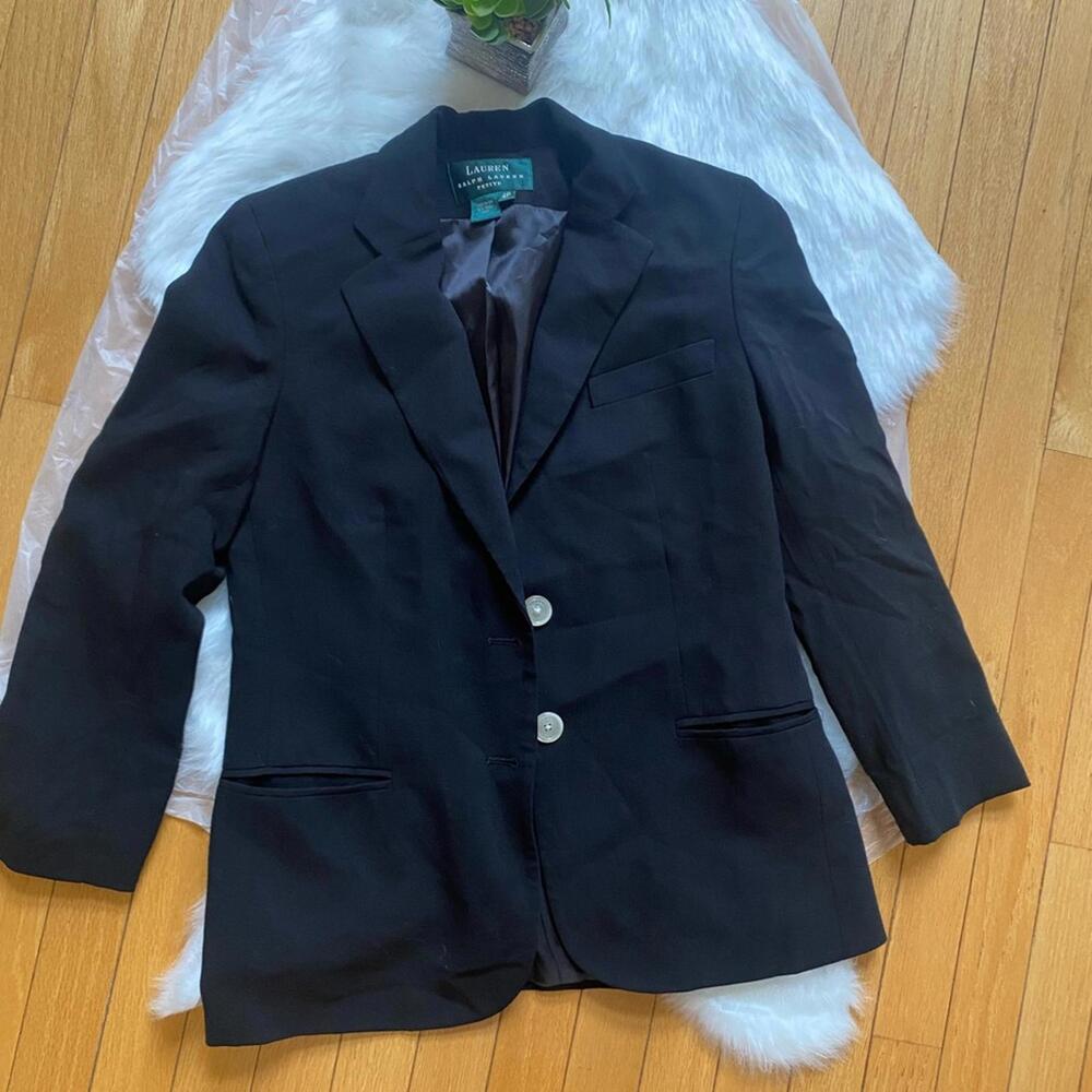 Lauren Ralph Lauren Petite Black Wool Blazer Size 4P